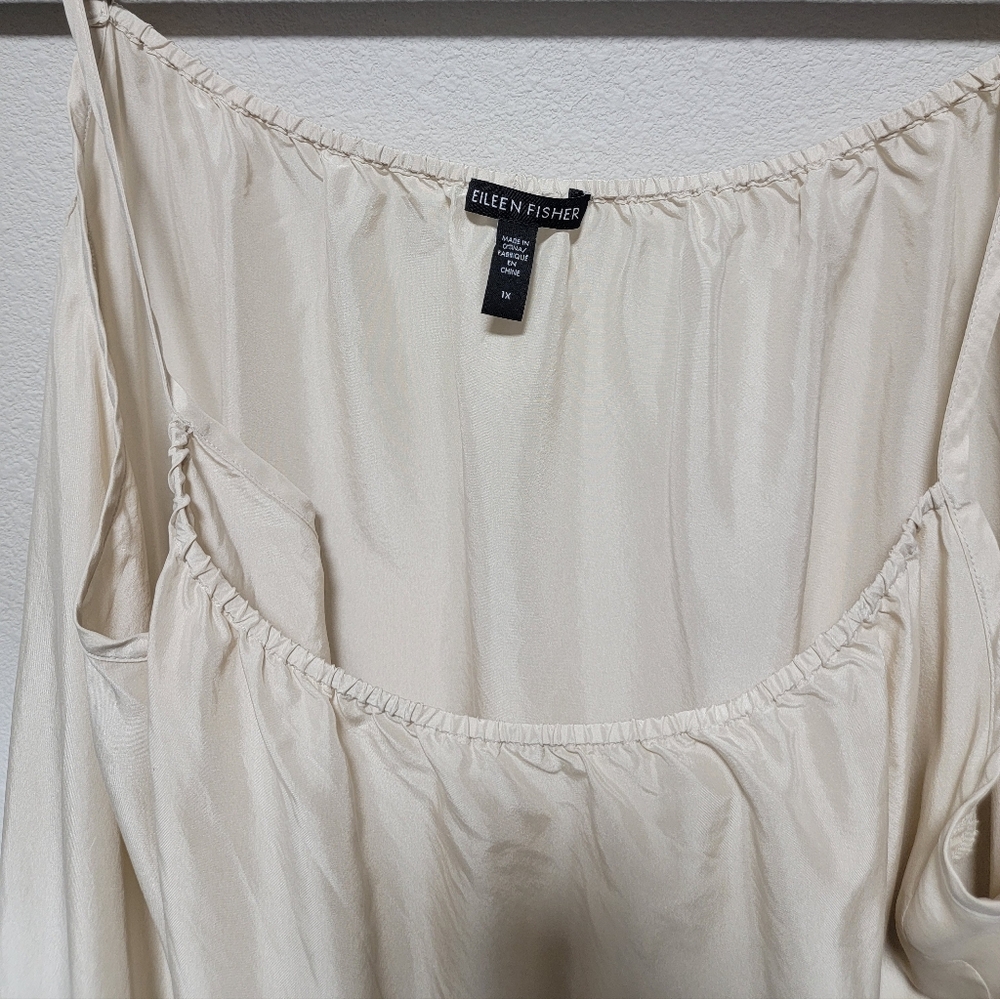 Eileen Fisher Washed Silk Cami Dress Cream - Picture 4 of 13